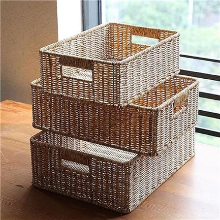 CLOTH BASKET SQUARE SAAN M 30.5X21X8.5CM BROWN PLIM