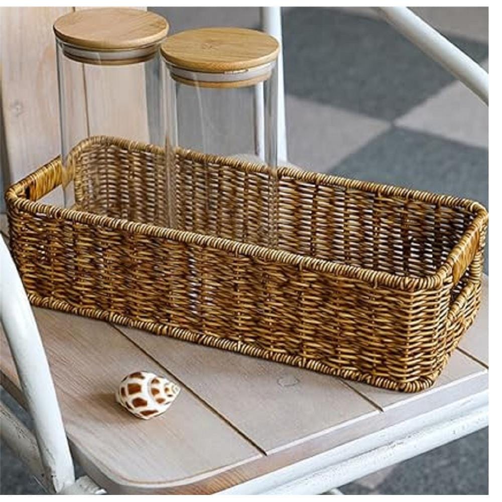 CLOTH BASKET SQUARE SAAN M 35.5X26X8CM L BROWN PLIM