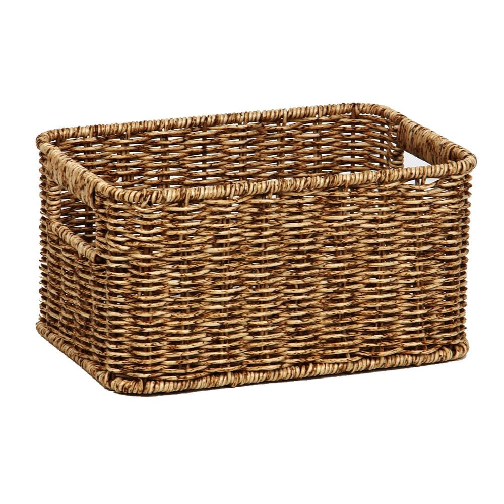 CLOTH BASKET TALL SQUARE SAAN S 27.5X18X14CM BROWN PLIM
