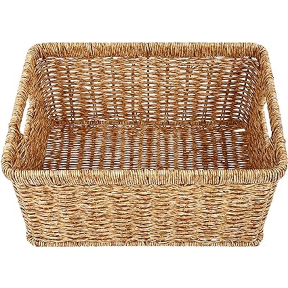 CLOTH BASKET TALL SQUARE SAAN S 27.5X18X14CM BROWN PLIM