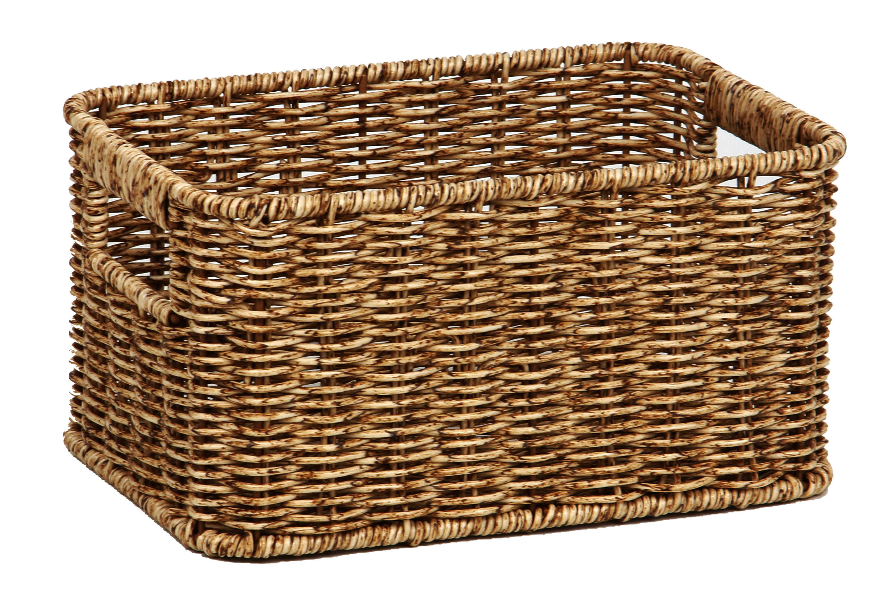 CLOTH BASKET TALL SQUARE SAAN S 27.5X18X14CM BROWN PLIM