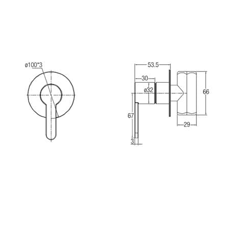 JOHNSON SUISSE MURANO 1/2" CONCEALED SHOWER TAP WBFA301421SS
