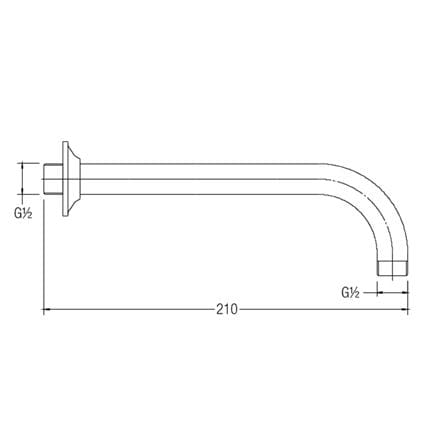 JOHNSON SUISSE BRASS SHOWER ARM AND FLANGE LENGTH : 200MM WBFA300577CP