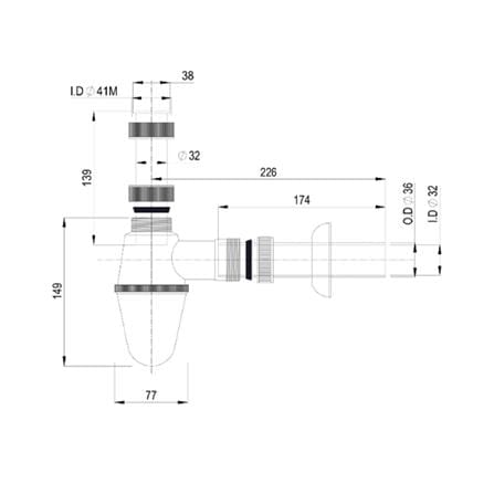 JOHNSON SUISSE PLASTIC BOTTLE TRAP WBFT400082CP L-226 MM
