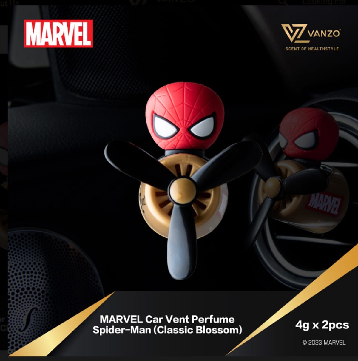 VANZO MARVEL SERIES CAR VENT PERFUME SPIDERMAN (CLASSIC BLOSSOM) 4g