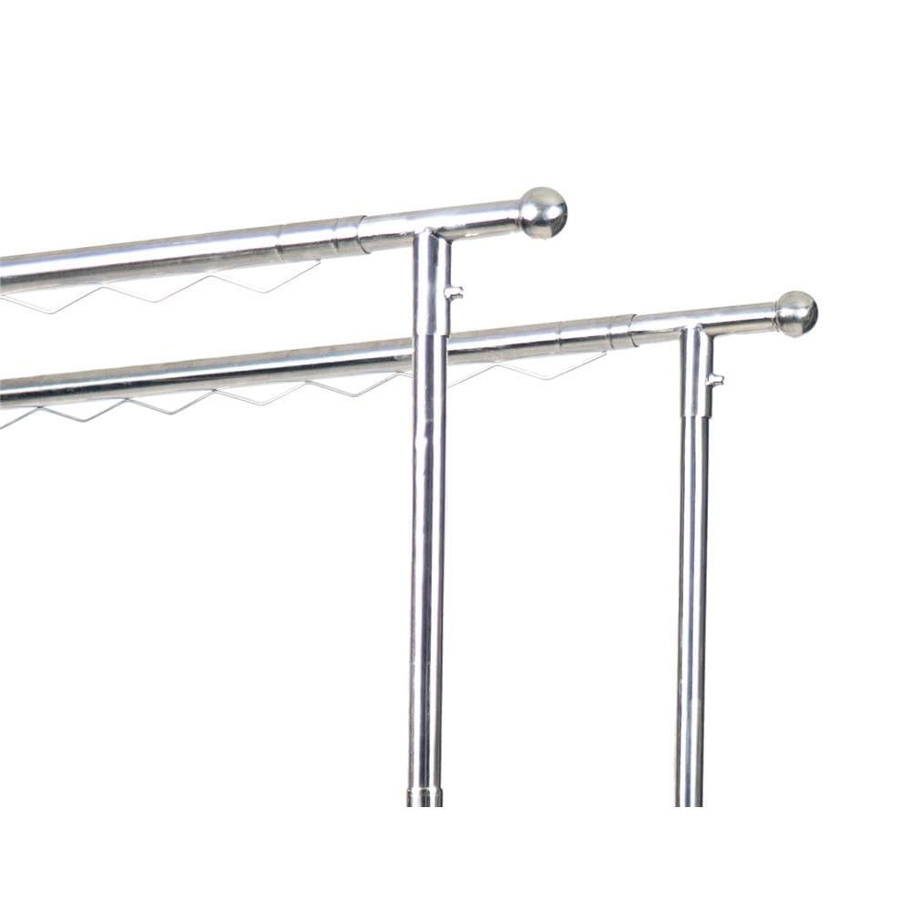 2-BAR ADJUSTABLE FOLDING STAINLESS STEEL CLOTHES RACK WITH CASTERS MHT 15-50X75-115X160-180CM