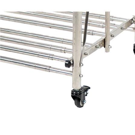 2-BAR ADJUSTABLE FOLDING STAINLESS STEEL CLOTHES RACK WITH CASTERS MHT 15-50X75-115X160-180CM