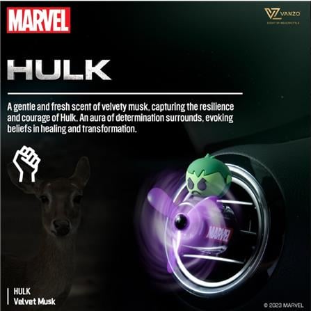 VANZO MARVEL SERIES CAR VENT PERFUME HULK (VELVET MUSK) 4g