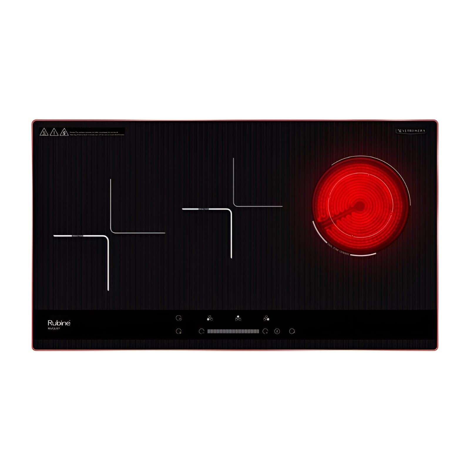 RUBINE CERAMIC+INDUCTION HYBRID HOB RCH-RIVOLI57-BL BLACK 76CM