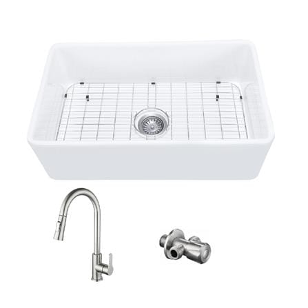 SORENTO BUILT IN CERAMIC SINK 1BOWL SRTKS7646(WHITE)+SRTKT71-SS(BLACK) 76.2CM WITH PULL OUT MIXER TAP