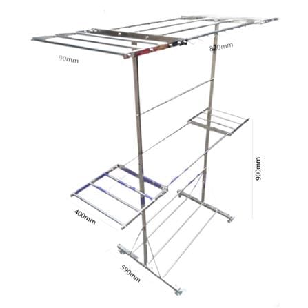 STAINLEE STEEL FREE STANDING CLOTHES HANGER WITH ADDITIONAL FOLDABLE WINGS EZYHANGER