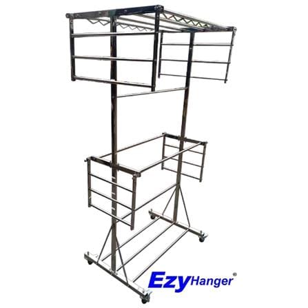 STAINLEE STEEL FREE STANDING CLOTHES HANGER WITH ADDITIONAL FOLDABLE WINGS EZYHANGER