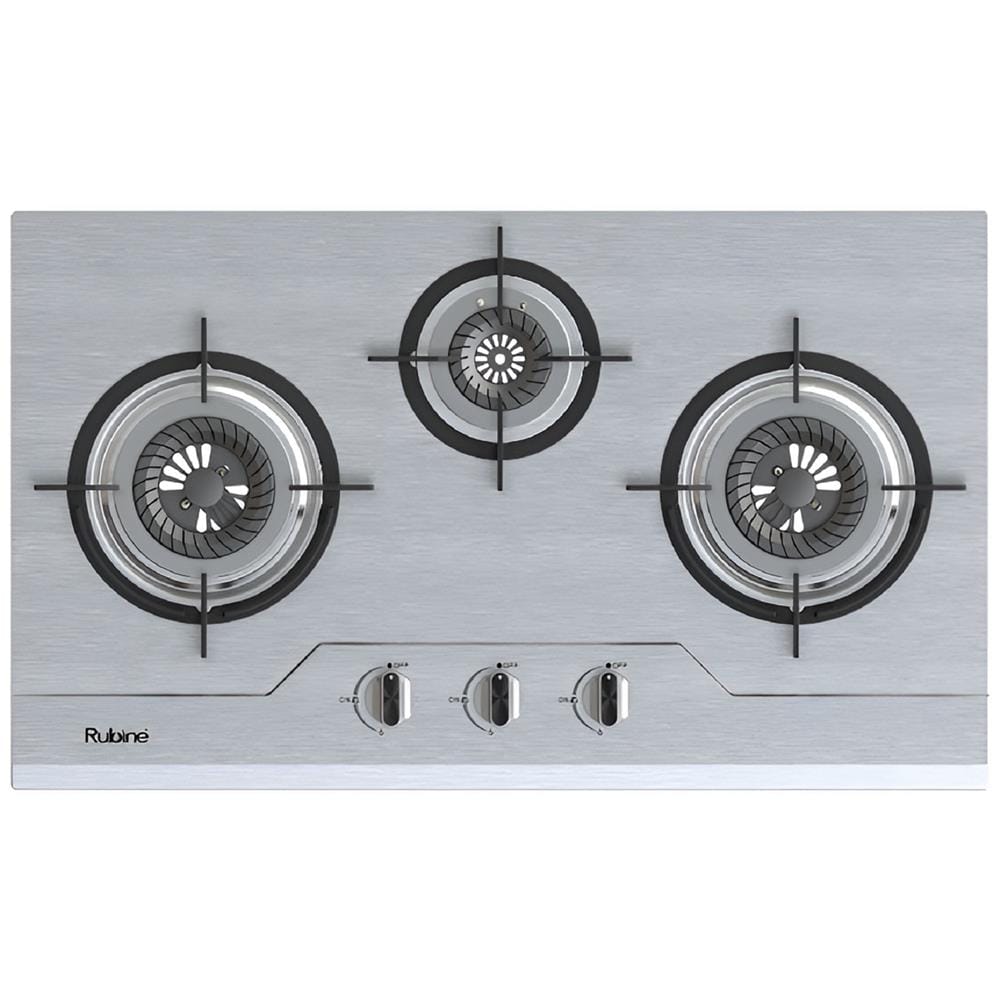 RUBINE GAS HOB RGH-CALDO3B-SS 3BURNERS STAINLESS STEEL 5.2kW+2.0kW 76CM