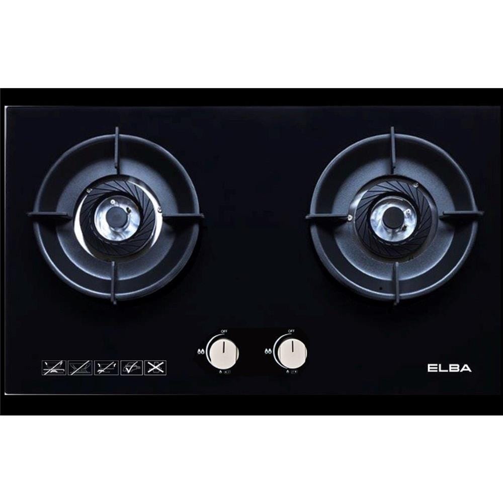 ELBA GAS HOB EGH-N8822G(BK) 2 x TRIPLE RING BURNERS 5.0kW 76CM