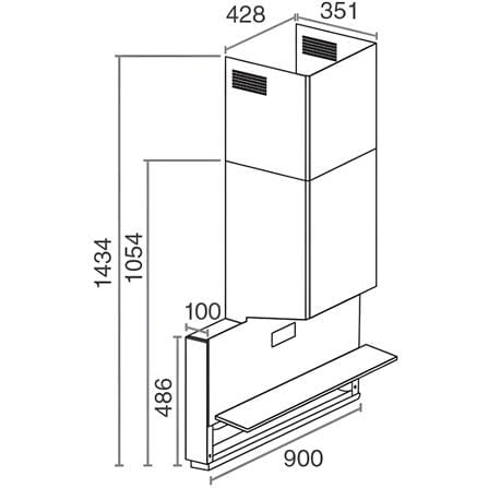 RUBINE CHIMNEY HOOD RCH-LUSTRO-BL BLACK 90CM 2050M3/H BLDC MOTOR
