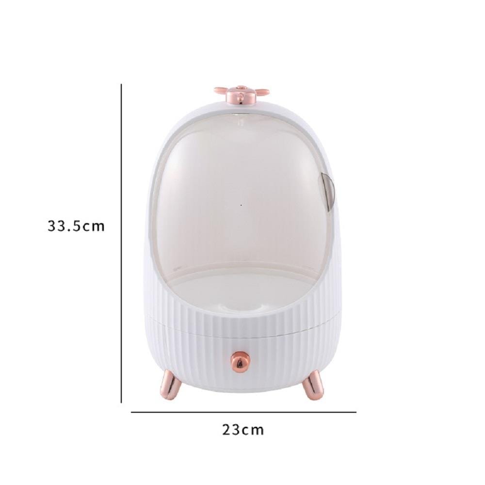 BIG MAKE UP BOX WITH LED FRONT TRANSPARENT COSSY+ WHITE 23X23X33.5CM