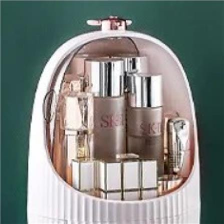 BIG MAKE UP BOX WITH LED FRONT TRANSPARENT COSSY+ WHITE 23X23X33.5CM