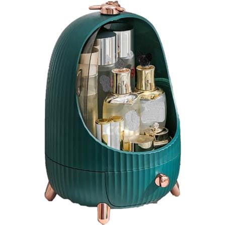BIG MAKE UP BOX WITH LED FRONT TRANSPARENT COSSY+ GREEN 23X23X33.5CM