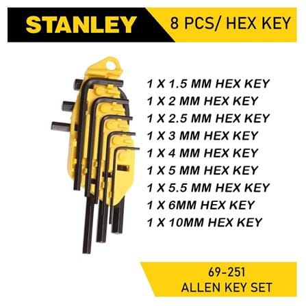 L-SHAPE HEX KEY SET 1MM-6MM 8PCS/EA STANLEY