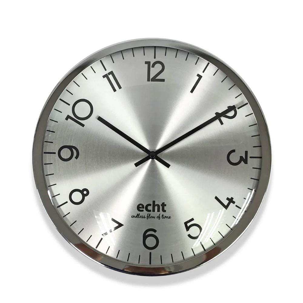 ECHT 12" Wall Clock E248-SR With Dome Glass Silver