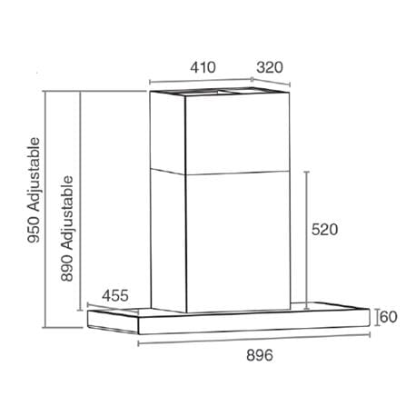 RUBINE CHIMNEY HOOD RCH-MONZA X BLACK 90CM 1700M3/H