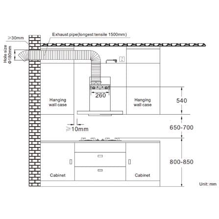 RUBINE CHIMNEY HOOD RCH-MONZA X BLACK 90CM 1700M3/H