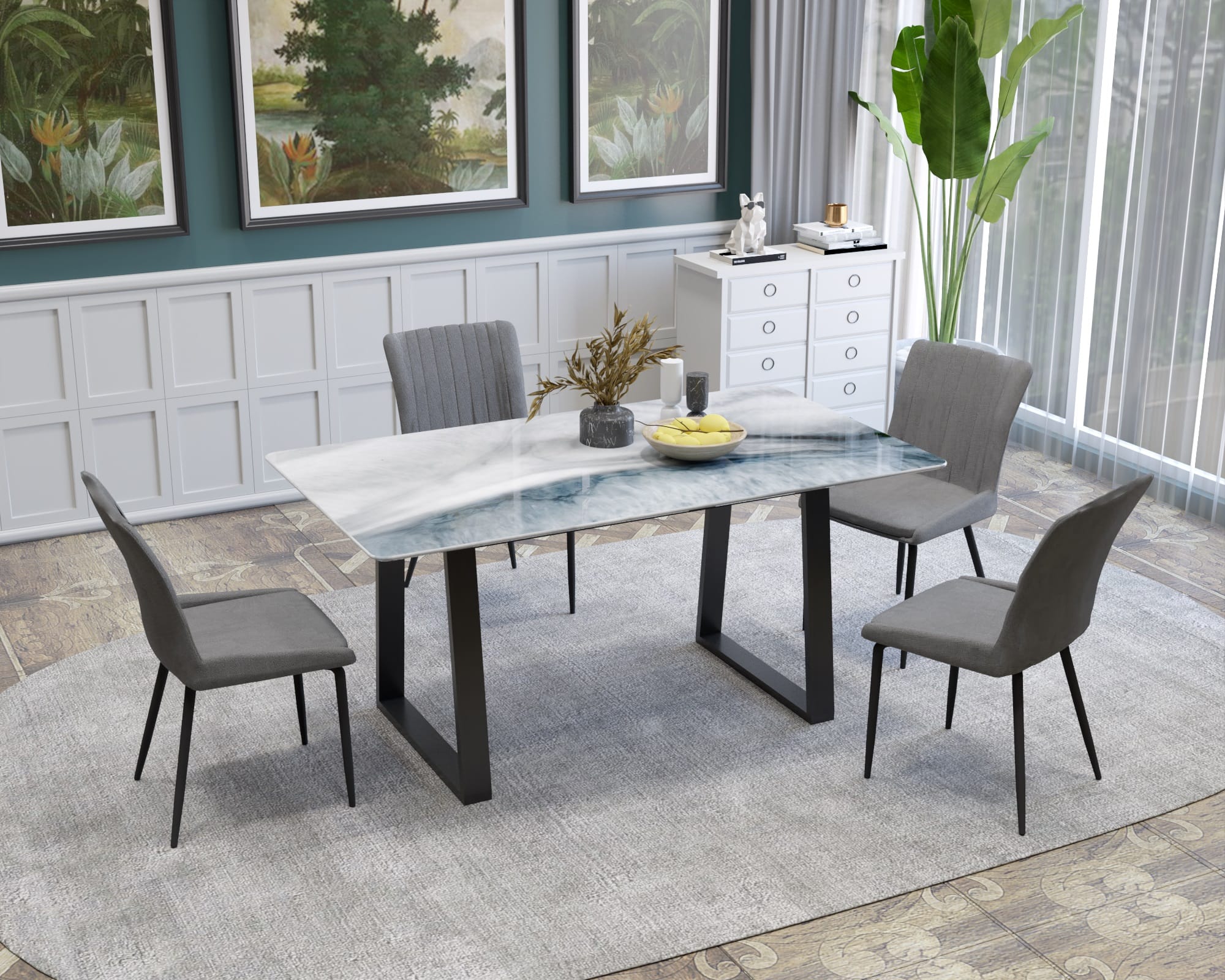 DINING TABLE MARBLE 140085 BLUE 160M