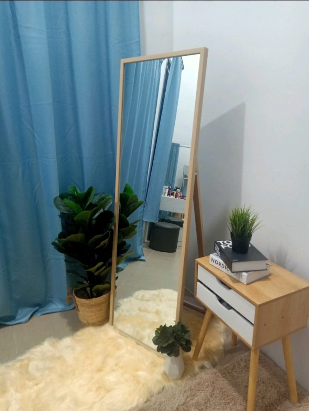 COSSY PLUS STANDING MIRROR MS149-STD-PINE H125XW34XD3.5 CM