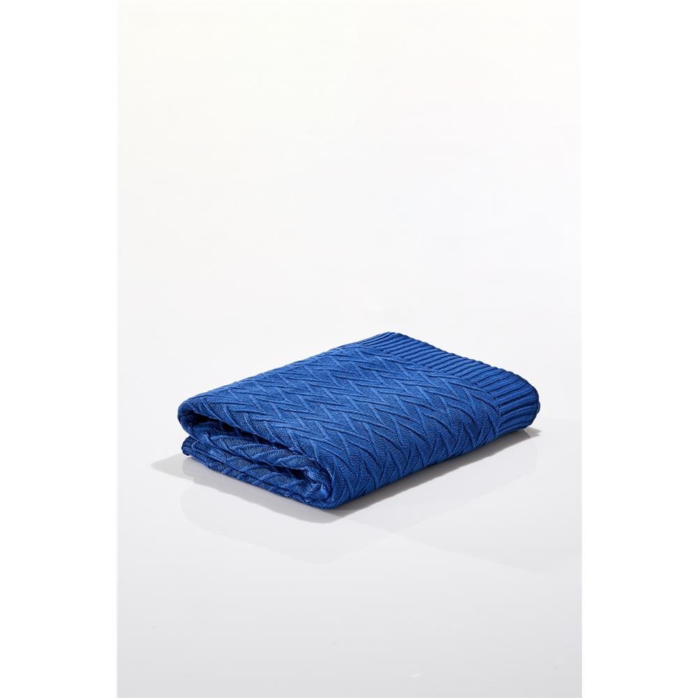 NORDIC HOME MOROCCO KNITTED BLANKET 150X200CM TWILLIGHT BLUE