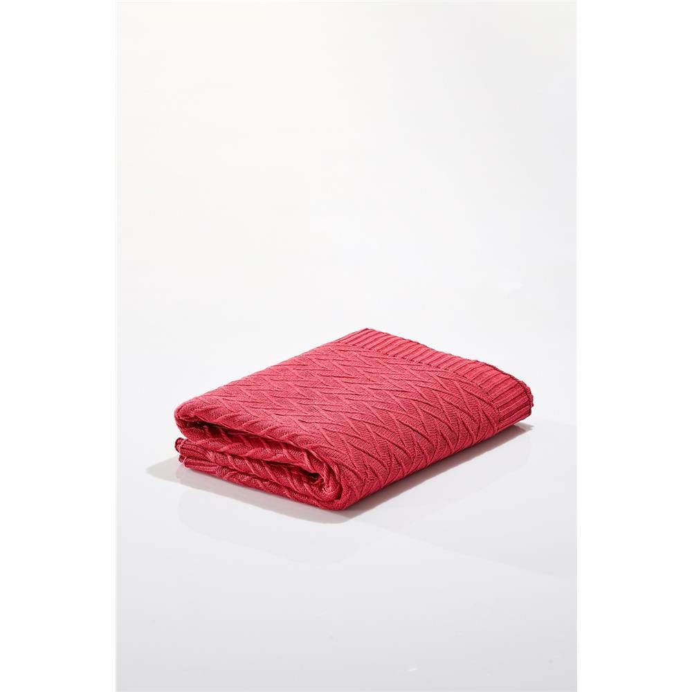 NORDIC HOME MOROCCO KNITTED BLANKET 150X200CM CARDINAL RED