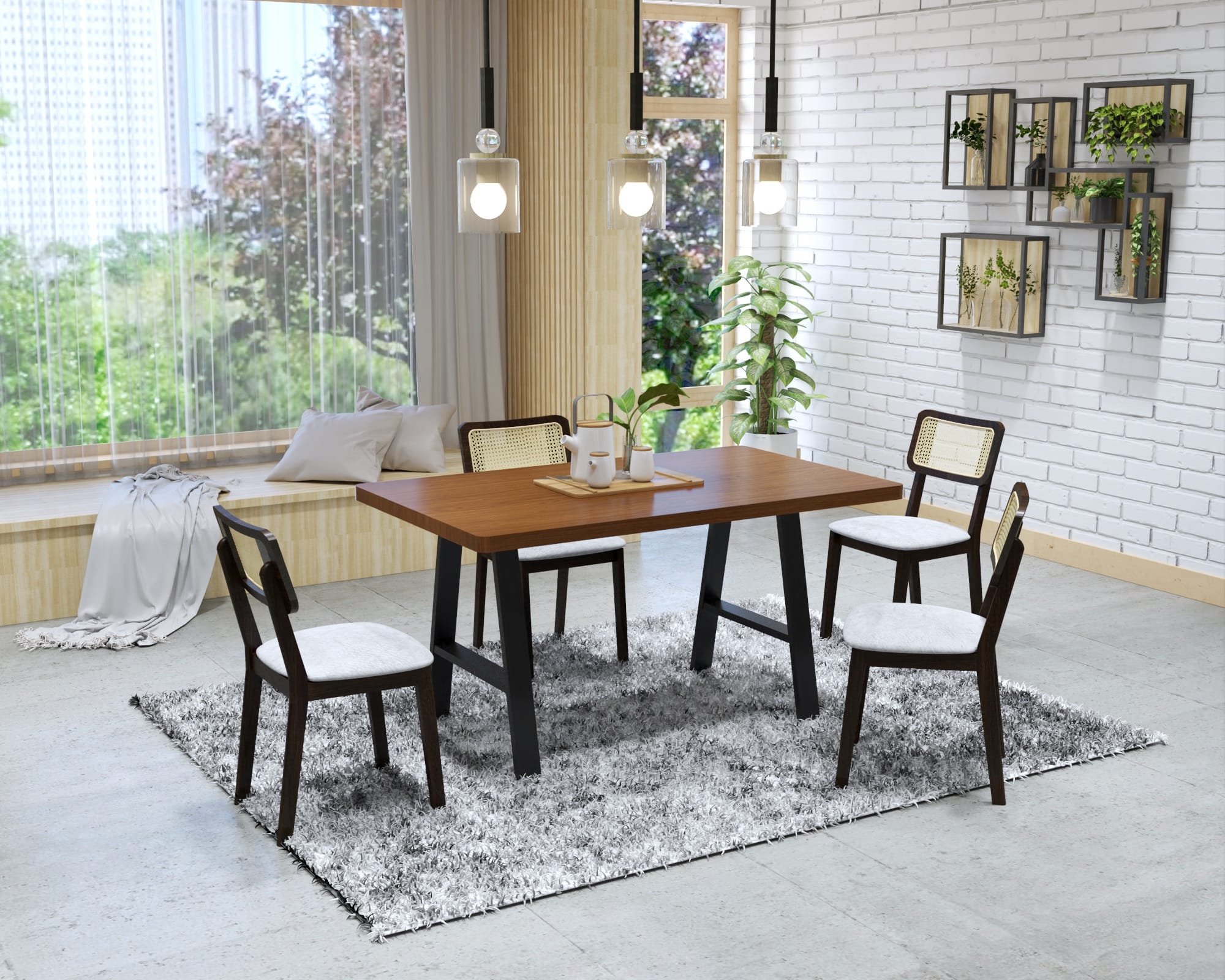 DINING TABLE METAL FRAME 1.5M BLACK