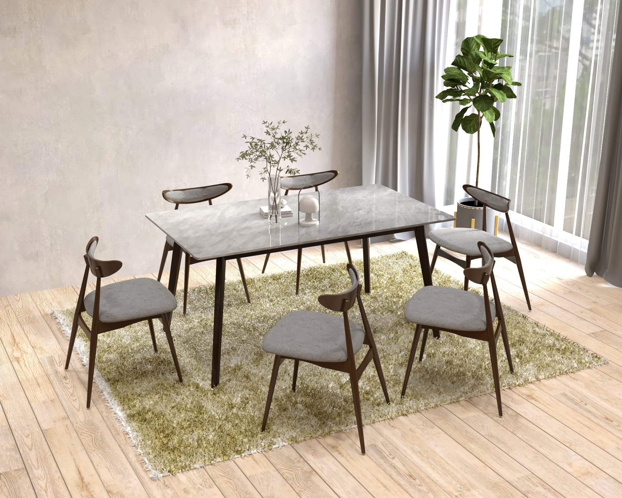 DINING TABLE SOLIDWOOD FRAME LEWIS BLACK