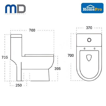 MD 1P TOILET PANDORA 2.0 3/6 LITRES WHITE
