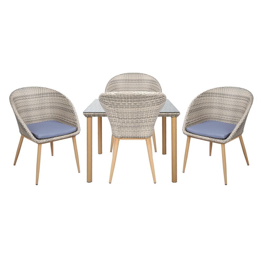 4-SEAT PE RATTAN PATIO SET SPRING HOLLY LIGHT GREY [EXCLUSIVE FROM HOMEPRO THAILAND]
