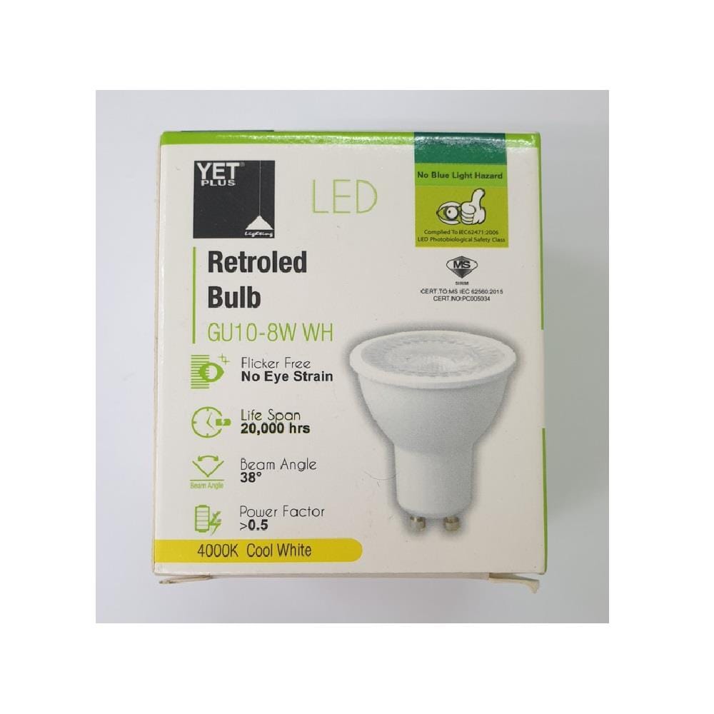 YETPLUS RETROLED BULB GU10 8W 4000K COOL WHITE