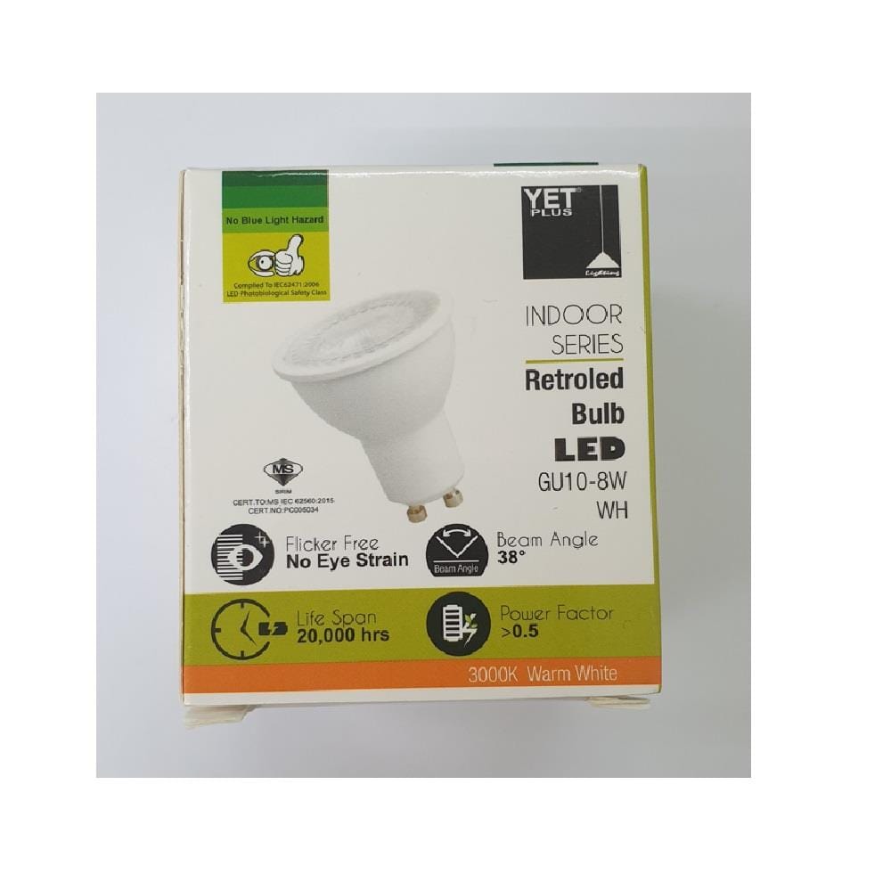 YETPLUS RETROLED BULB GU10 8W 3000K WARM WHITE