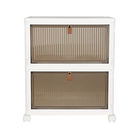 2-TIER STORAGE CABINET WITH WHEELS STACKO 39X28X44.5CM WHITE/BROWN