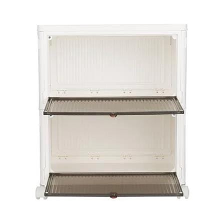 2-TIER STORAGE CABINET WITH WHEELS STACKO 39X28X44.5CM WHITE/BROWN
