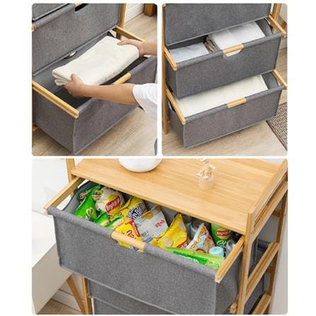 4 FABRIC DRAWER GINA 45X32X121CM GREY