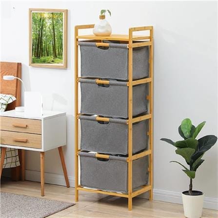 4 FABRIC DRAWER GINA 45X32X121CM GREY