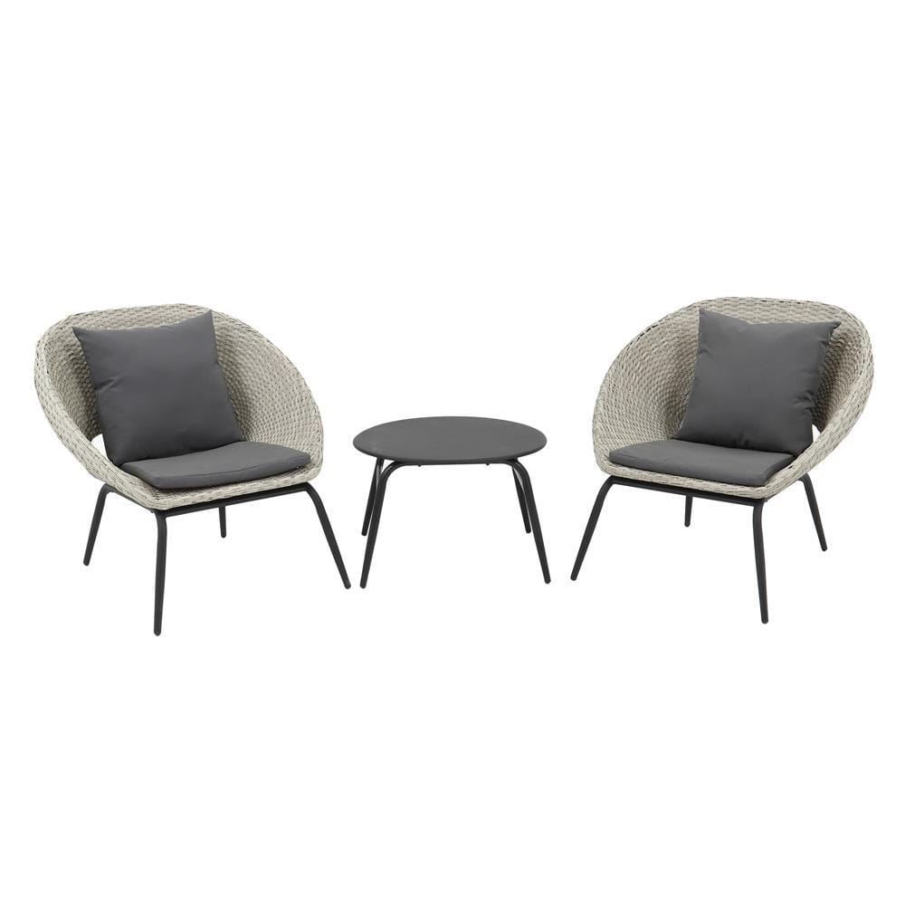 2-SEAT PE RATTAN PATIO SET SPRING SAND LIGHT GREY [EXCLUSIVE FROM HOMEPRO THAILAND]