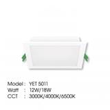 YETPLUS RECESSED DOWNLIGHT LED 5011 12W DAYLIGHT (6500K)SQUARE 5"