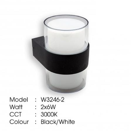 YETPLUS WALL OUTDOOR W3246-2 2X6W WARM WHITE (3000K)