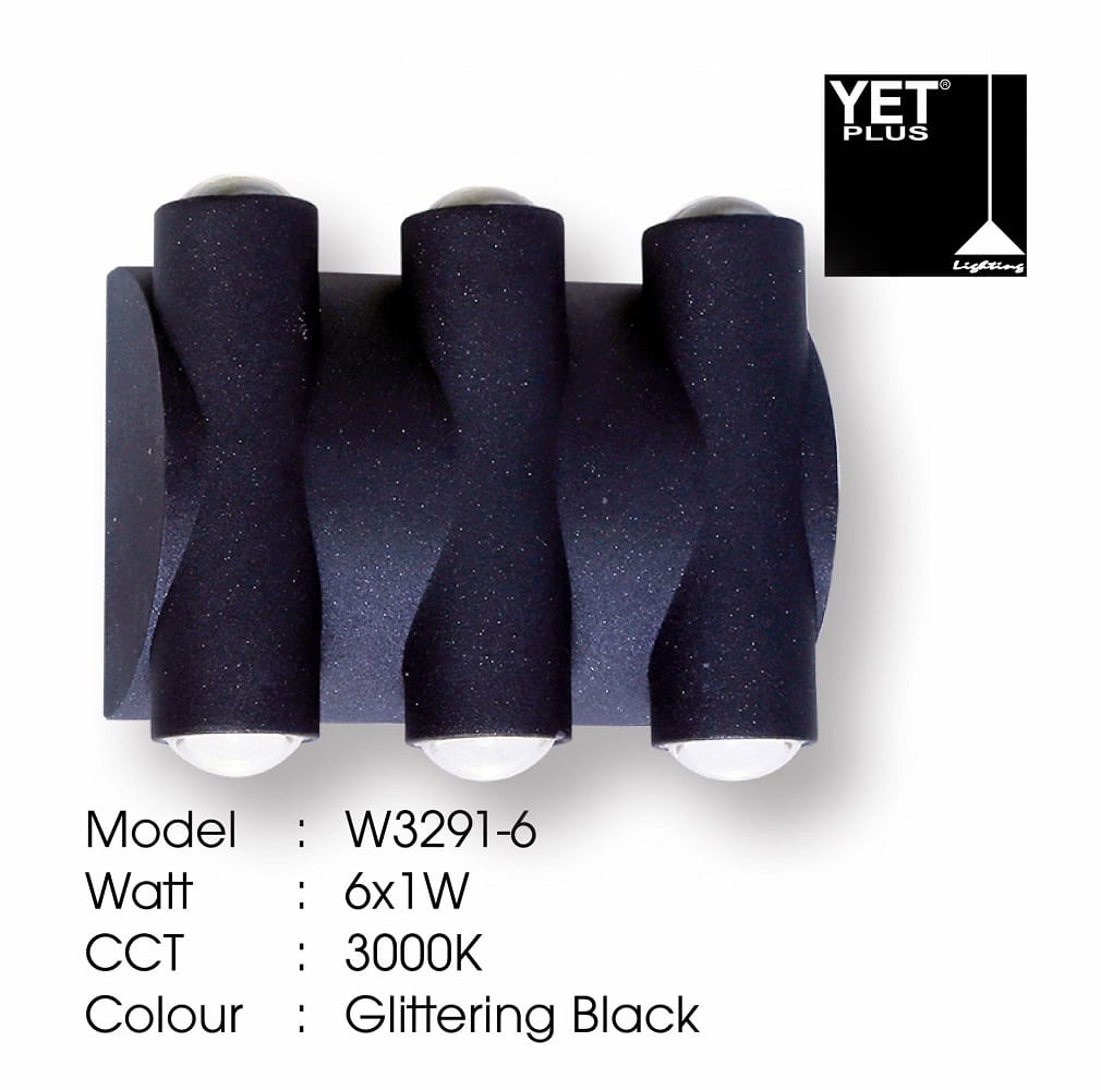 YETPLUS WALL OUTDOOR W3291-6 6X1W WARM WHITE (3000K)