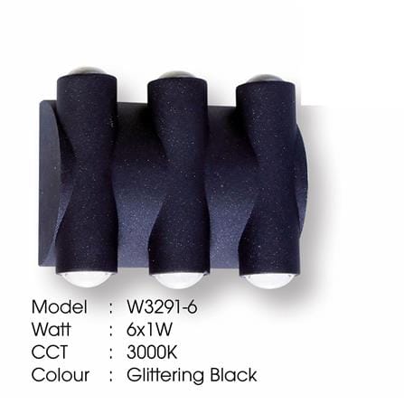YETPLUS WALL OUTDOOR W3291-6 6X1W WARM WHITE (3000K)