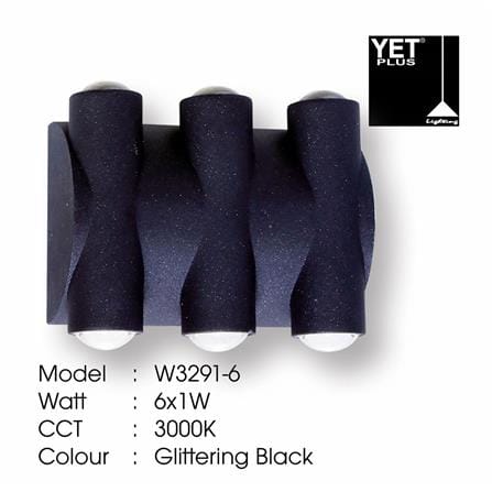 YETPLUS WALL OUTDOOR W3291-6 6X1W WARM WHITE (3000K)