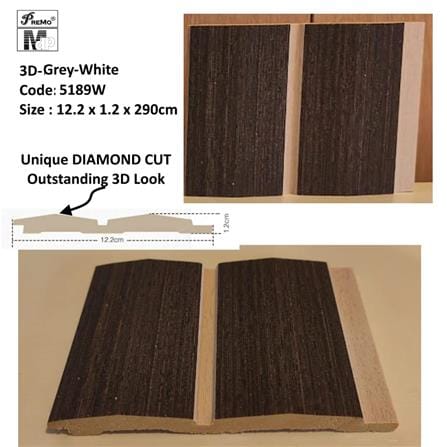 PREMO FLUTED WALL PANEL 290X12.2X1.2CM JC1073-5189W GREY WHITE