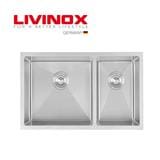 LIVINOX BUILT IN UNDERMOUNT SINK LUS-8647 STAINLESS STEEL 304 2BOWLS 86CM