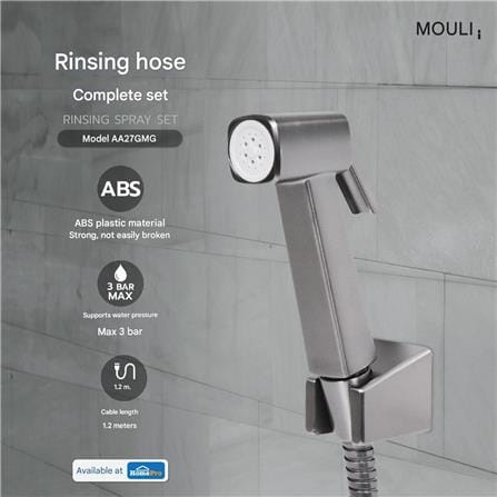 MOYA RINSING SPRAY SET AA27GMG GREY GUN METAL L13XW2.7XD7 CM