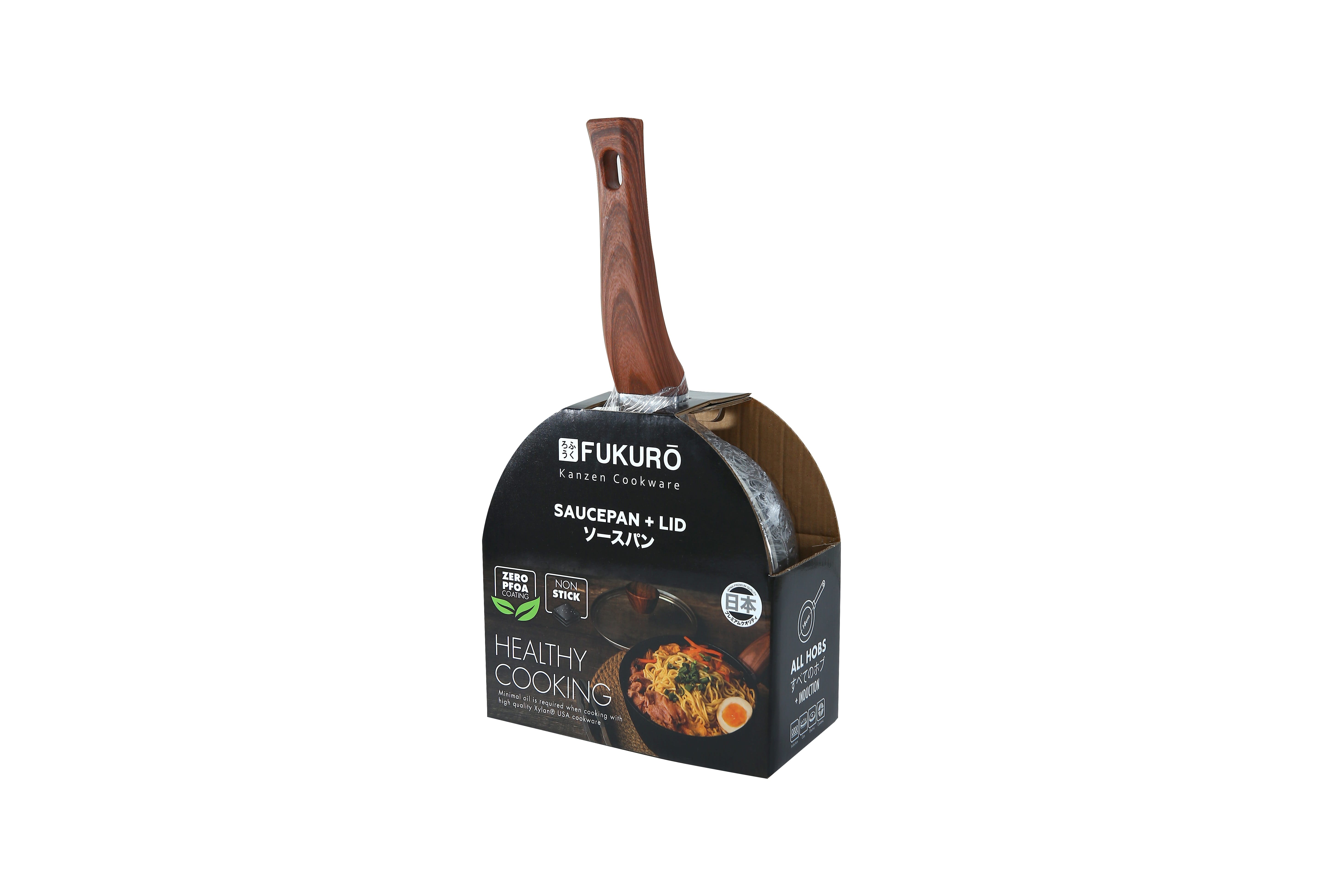 FUKURO KANZEN FORGED NON-STICK SAUCE PAN WITH LID 18CM